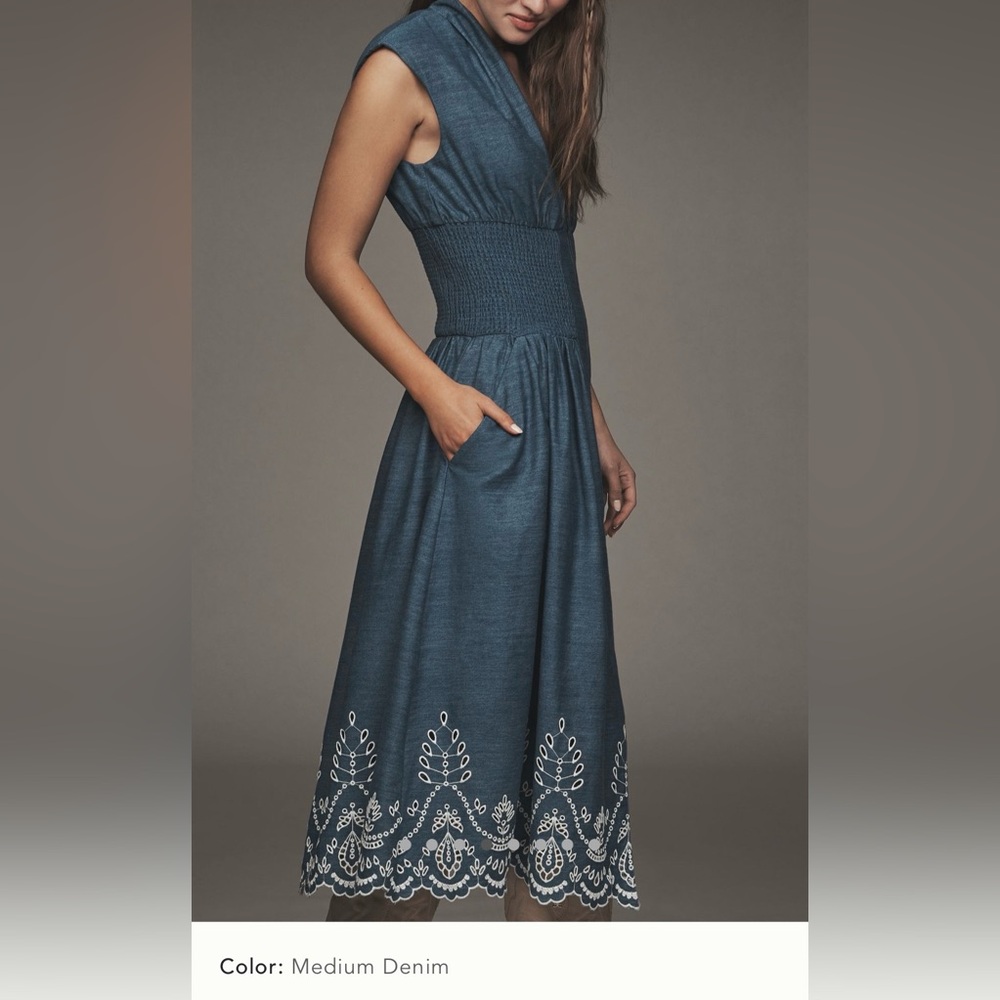 Anthropologie - The Tommie Denim Eyelet Trim Dress - Picture 4 of 8